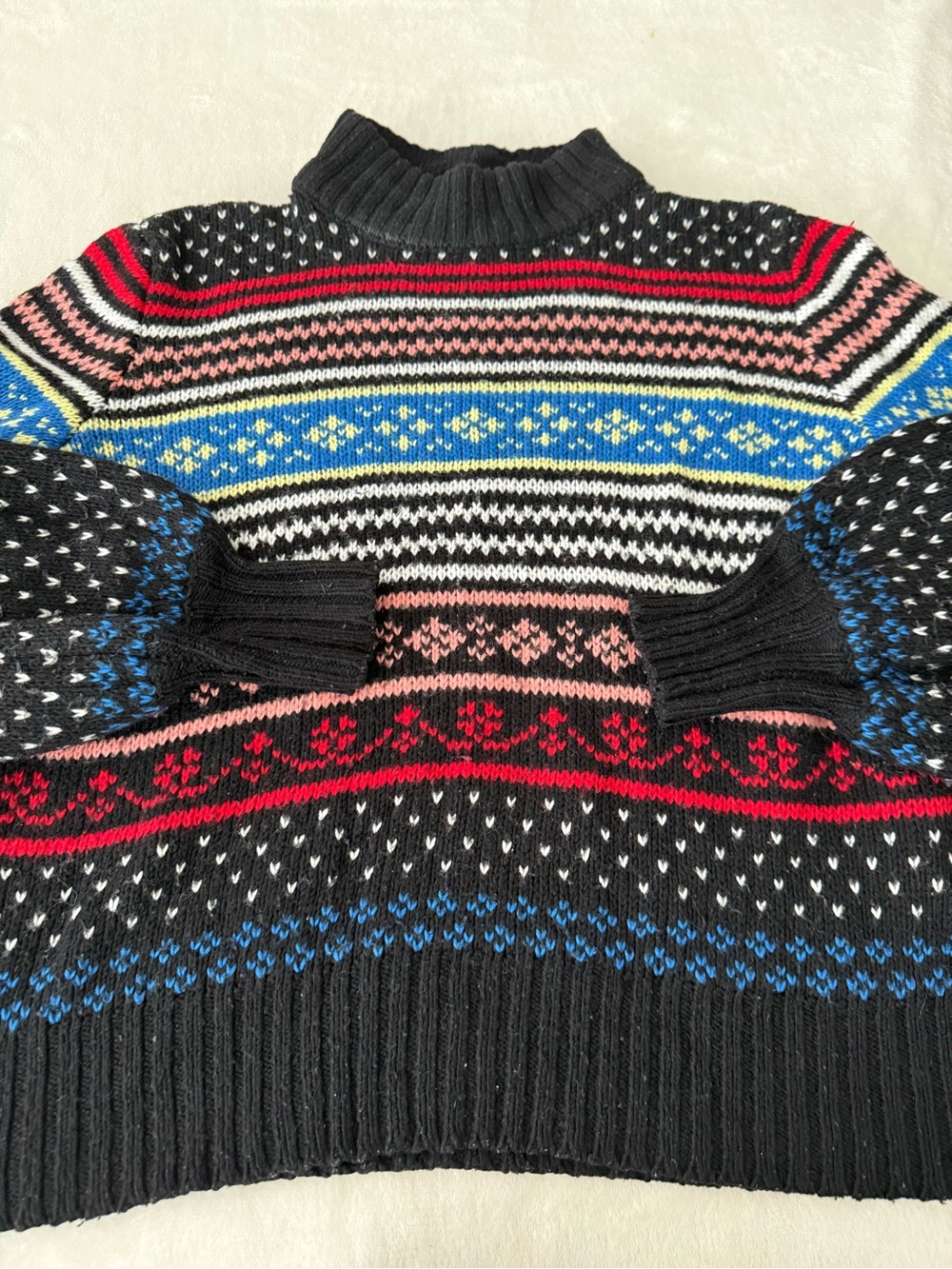 American Eagle Fair Isle Striped Sweater Womens L Chunky Colorful Loose Knit D72